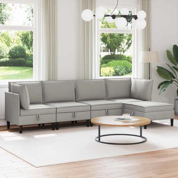 vidaXL Woonkamer Meubelset 5 st Lichtgrijs Stof, Verzenden, Nieuw, Stof, Minder dan 150 cm