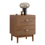 2dekans | sobuy vintage nachtkastje 2-lades - bruin - 45 ×, Ophalen of Verzenden, Zo goed als nieuw