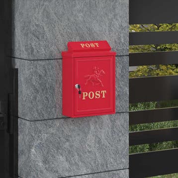 vidaXL Wandgemonteerde brievenbus met opslag Rood 29 x 13 x, Verzenden, Nieuw