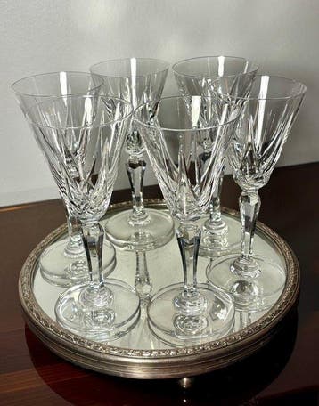 St. Louis - Wijnglas (6) - Ardèche - Kristal, Antiek en Kunst, Antiek | Glas en Kristal