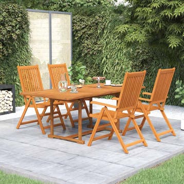 vidaXL 5-delige Tuinset massief acaciahout 150-200 cm, Tuin en Terras, 4 zitplaatsen, Nieuw, Tuinset, Verzenden
