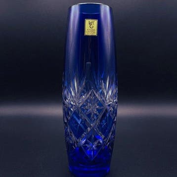 Kagami Crystal - Edo Kiriko Blauwe Kristallen Bloemvaasje