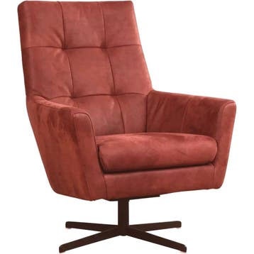 Leren draaifauteuil Central - Kenia Burgundy (rood), Nieuw, Ophalen of Verzenden, 75 tot 100 cm, Industrieel, Modern