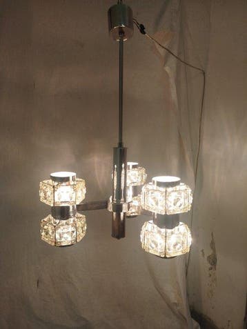 Plafondlamp - Staal - Drie-armige kroonluchter