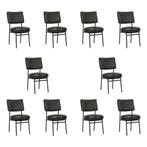 Set van 10 Leren eetkamerstoelen Rondo - Granada Graphite, Ophalen of Verzenden, Nieuw, Leer, Vijf, Zes of meer stoelen