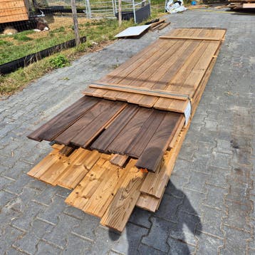 Partij Thermo mix Frake/Dabéma/Vuren 2150-5000x70-140x20mm, Doe-het-zelf en Verbouw, Platen en Panelen, Ophalen of Verzenden, Nieuw