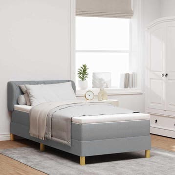 vidaXL Boxspringbed met hoofdeinde Lichtgrijs 90 x 190 cm, Verzenden, Nieuw, Stof