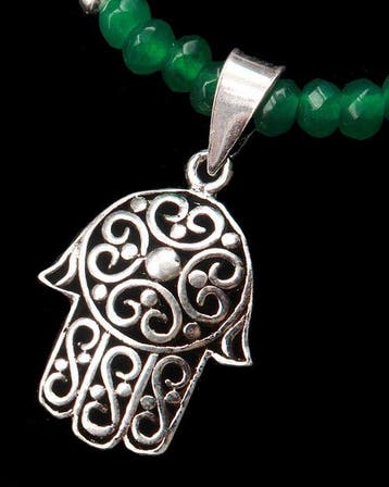 Zilver, Emeraude - Heilige Khamsa – Zilver 925 – Het