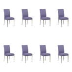 Set van 8 Leren eetkamerstoelen Real - Toledo Lila, Ophalen of Verzenden, Nieuw, Leer, Vijf, Zes of meer stoelen