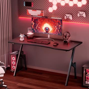 Gaming bureau - Gaming desk - Gaming tafel - 100x50 cm - Zwa, Huis en Inrichting, Bureaus, Verzenden, Zo goed als nieuw