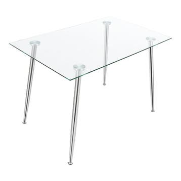 [en.casa] Glazen tafel Hyrynsalmi 75x110x70 cm chroom en tra, Huis en Inrichting, Verzenden, Nieuw