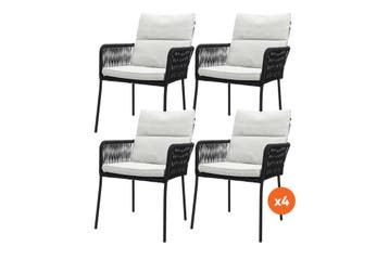 Set van 4 - Teresa dining tuinstoel Rope - Black, Tuin en Terras, Verzenden, Nieuw, Overige materialen