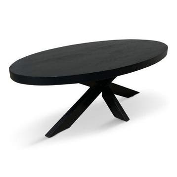 Salontafel Silvia Ovaal 120x70cm Mango Zwart, Huis en Inrichting, Tafels | Salontafels, Ophalen of Verzenden, Nieuw