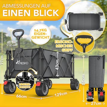 Bolderkar - Opvouwbaar - Bolderwagen  - Antraciet - TRESKO®, Caravans en Kamperen, Bolderkarren, Verzenden, Zo goed als nieuw