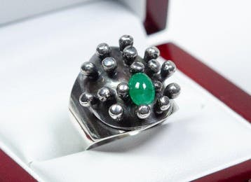 Zonder minimumprijs - Ring - 925 zilver - 0,80 ct smaragd -, Nieuw