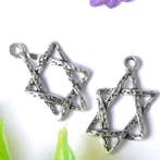2 x tibetaans zilveren Hexagram 23 x 13mm (Davidsster), Ophalen of Verzenden, Nieuw, Bedel