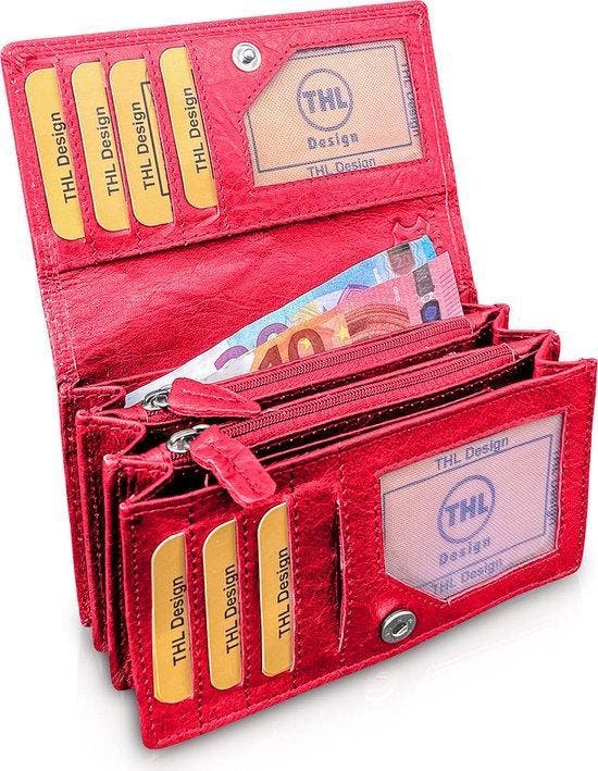 THL Design Portemonnee Dames Harmonica model Nappa, Sieraden, Tassen en Uiterlijk, Portemonnees, Rood, Nieuw, Overige merken, Leer