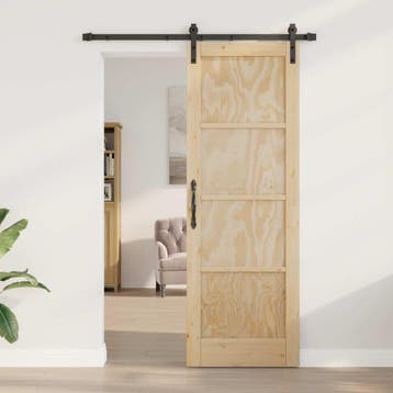 vidaXL Schuifdeur 73,5 x 211 cm Bewerkt hout Naturel, Verzenden, Nieuw