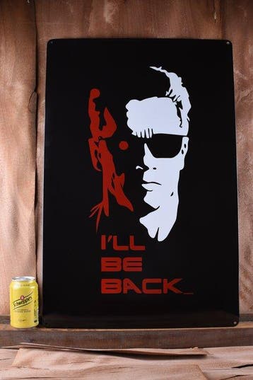 Terminator - Emaille bord - XXL Terminator IK KOM TERUG;
