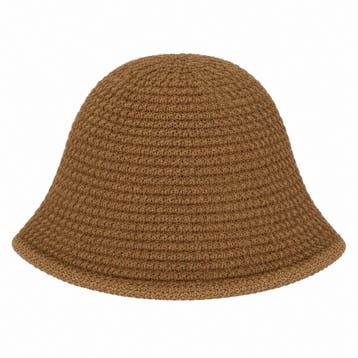 Bucket Hat Hoedje – Gebreid – Bruin, Nieuw