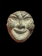 Oud-Romeins grijze steen zeldzaam masker van Bacchus - 40 mm