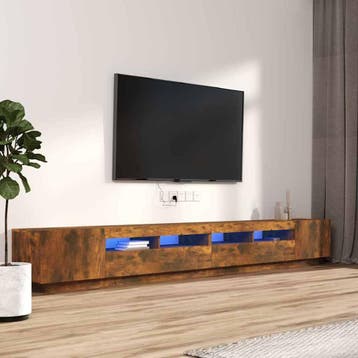 vidaXL 3-delige Tv-meubelset met LED bewerkt hout gerookt, Verzenden, Nieuw, Overige houtsoorten