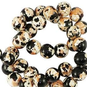 10 x Kralen keramiek 6mm Black-crème  (Ø1.3mm), Ophalen of Verzenden, Nieuw, Kraal