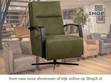 Leren draaifauteuil Award - Kenia Olive (olijf) - Stervoet, Nieuw, Ophalen of Verzenden, 50 tot 75 cm, Industrieel, Modern