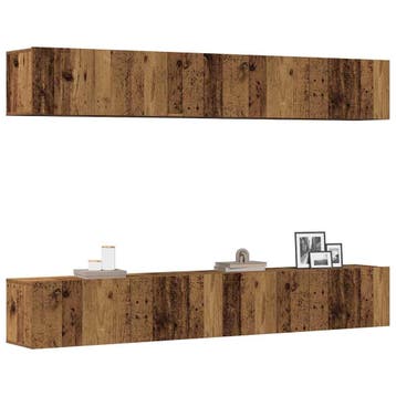 vidaXL 4-delige wand-tv-meubelset van oud hout, 100x30x30 cm, Minder dan 50 cm, Verzenden, Nieuw, Minder dan 100 cm