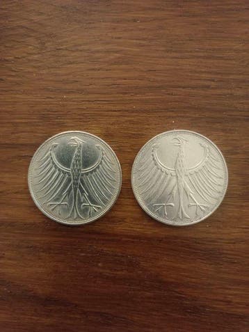 Duitsland, Bondsrepubliek 5 Deutsche Mark 2x 1972/1974