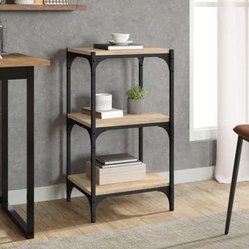 vidaXL Boekenkast 40x33x70,5 cm bewerkt hout en staal Sonoma, Huis en Inrichting, Minder dan 50 cm, Verzenden, Nieuw, Minder dan 100 cm