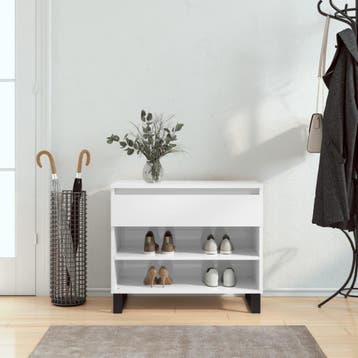 vidaXL Schoenenkast 70x36x60 cm bewerkt hout hoogglans wit, Verzenden, Nieuw