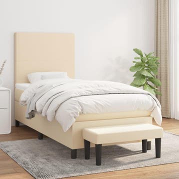 vidaXL Boxspring met matras stof crèmekleurig 90x200 cm, 90 cm, Eenpersoons, Verzenden, Nieuw