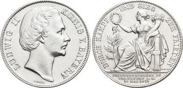 Siegestaler, daalder 1871 Bayern Ludwig Ii 1864-1886, Verzenden