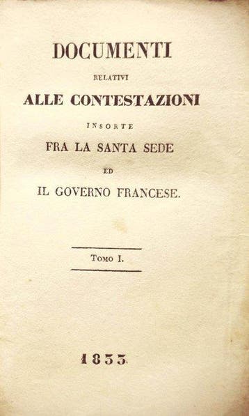 Anonimo. - Contestazioni fra la Santa Sede e il Governo