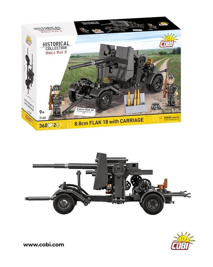COBI 3140 8,8cm Flak 18 with carriage (Leger bouwsets), Kinderen en Baby's, Speelgoed | Bouwstenen, Nieuw, Verzenden