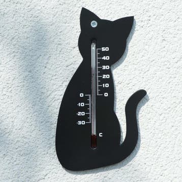 Kunststof Muurthermometer 15cm Zwarte Kat voor Binnen en..., Verzenden, Nieuw