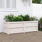 vidaXL Plantenbak 150x50x50 cm massief grenenhout wit, 100 cm of meer, Verzenden, Nieuw, Hout