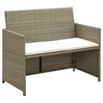 vidaXL Tuinbank 2-zits met kussens poly rattan beige, Verzenden, Nieuw