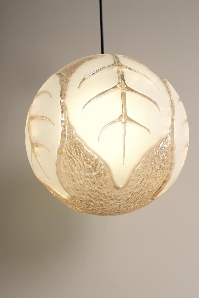 Vintage design hanglamp, Huis en Inrichting, Lampen | Hanglampen, Zo goed als nieuw, Glas, Metaal