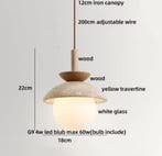 Japanse Travertijn Hanglamp – Wabi Sabi LED Lamp met Hout, Verzenden, Nieuw