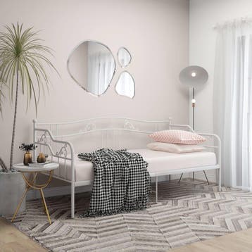 vidaXL Slaapbank metaal wit 90x200 cm, 90 cm, Eenpersoons, Verzenden, Wit