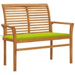 vidaXL Tuinbank met heldergroen kussen 112 cm massief, Tuin en Terras, Verzenden, Nieuw, Teakhout