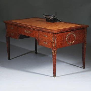 Chique Napoleon III bureau plat ca 1870 Thuyawortel en goud, Ophalen of Verzenden