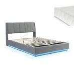 Tweepersoonsbed Tröstiar met matras en LED 140x200 cm antrac, Verzenden, Nieuw