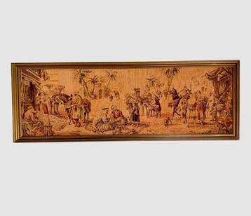 Costumbristische scène - Wandtapijt - 53 cm - 149 cm - Markt
