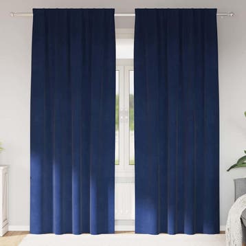 vidaXL Gordijnen 2 st Donkerblauw 140 x 245 cm fluweel, Verzenden, Nieuw, Blauw