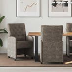 vidaXL Eetkamerstoelen met Wieltjes 2 pcs Donkergrijs 58 x, Verzenden, Nieuw, Grijs