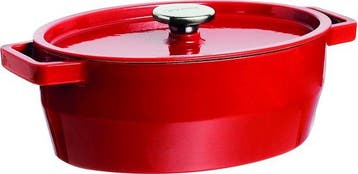 2dekans | Pyrex Slow Cook rood ovale gietijzeren braadpan, Ophalen of Verzenden, Zo goed als nieuw