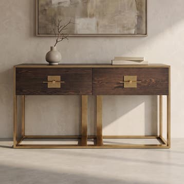 *WOONWINKEL* Kare Design Osaka Houten Sidetable Met Messing, Verzenden, Nieuw